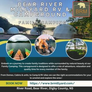 COANS featured Campground: Bear River Millyard Campground

Experience camping the way it should be at Bear River Millyard Resort & RV Park, offering a variety of accommodations along the picturesque riverbanks. Enjoy: ✅ Glamping domes, cozy cabins, RV & tent sites ✅ Bike and kayak rentals for exploring the area ✅ Proximity to local attractions like wineries and art galleries

Whether you're seeking adventure or relaxation, Bear River Millyard provides a unique riverside retreat.

🗓️ Open Season: May 1 – October 31
🌐 Book now: brmillyard.com 🔗

Discover more COANS member campgrounds: campingnovascotia.com
Camp Local. Camp Nova Scotia.

#NovaScotiaCamping #COANS #CampLocalCampNovaScotia #BearRiverCamping #ExploreNovaScotia