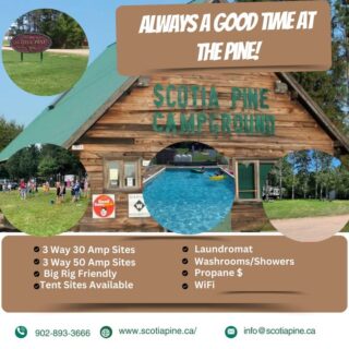 COANS Campground Spotlight: Scotia Pine Campground

Looking for a perfect family-friendly escape central to Nova Scotia’s most beloved sights? Scotia Pine Campground delivers big on comfort, liveliness, and outdoor fun!

What You’ll Love:

👉Over 230 spacious RV, trailer & tent sites—including 30- and 50-amp full-service hookups, shaded pull-throughs, and big-rig-friendly lots
👉Cozy rustic cabins equipped with electricity, microwave, mini-fridge—great for a low-key stay
👉Family favorites: heated pool, multiple playgrounds, hiking trails, horseshoe pits, and a festive picnic shelter hosting live music, tractor rides, and children's programs
👉Convenient amenities like free Wi‑Fi, propane, laundry facilities, showers, dump station, and store supplies

Centrally located for memorable day trips—just a short drive from Truro, the Fundy Tidal Bore, and the scenic Annapolis Valley

🔗 Plan your stay today: www.scotiapine.ca

Explore more COANS member campgrounds: campingnovascotia.com
#COANSCampgroundSpotlight #ScotiaPineCampground #NovaScotiaCamping #FamilyFun #CampLocalNS #ExploreNovaScotia