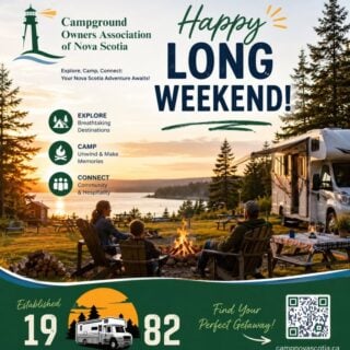 On behalf of our campground owners across Nova Scotia, we would like to wish everyone a very Happy Long Weekend — the first camping long weekend of the season! 

Whether you’re travelling by RV, trailer, tent, or cabin, we hope your weekend is filled with great memories spent with family and friends. To book your campsite, visit us at www.campingnovascotia.com

#CampNovaScotia #LongWeekend #CampingSeason #ExploreNovaScotia #RVLife #CampLocal