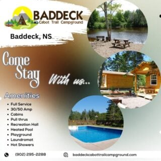 Featured COANS Campground: Baddeck Cabot Trail Campground

Begin your Cape Breton adventure at Baddeck Cabot Trail Campground & Cabins, ideally located at the gateway to the renowned Cabot Trail. Just minutes from the charming village of Baddeck, this family-run campground offers:

✅ Full Service/ 50 Amps available
✅ Spacious RV & tent sites
✅ Rustic cabins & unique tiny houses
✅ Heated pool
✅ Wifi
✅Playground
✅ Pet Friendly

🗓️ Open May 8th – Oct 18th
🌐 Book now: www.baddeckcabottrailcampground.com

🔗 Explore more trusted local campgrounds at www.campingnovascotia.com
🧭 Camp Local. Camp Nova Scotia