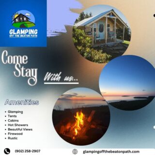 COANS Featured Campground: Glamping Off the Beaton Path

✨ Craving the outdoors without roughing it? Glamping Off the Beaton Path  blends coastal charm with comfort, just minutes from white sand beaches and the famous Cape Sable Island lighthouse!

Enjoy:
🏕️ Unique stays in safari tents & tiny cabins
🔥 Private firepits, starry skies & salty sea breezes
🧘 Yoga deck, nature trails & peaceful woodland vibes

It’s not just glamping—it’s a Nova Scotian escape like no other.

🗓️ Open May – October
🌐 Book your escape: https://www.glampingoffthebeatonpath.com/requestbooking

🔗 Search other destinations: www.campingnovascotia.com
Camp Local. Camp Nova Scotia.

#NovaScotiaCamping #COANS #CampLocalCampNovaScotia #GlampingNS #OffTheBeatonPath #ExploreNovaScotia #CampingWithStyle