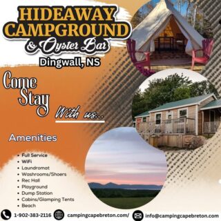 COANS Featured Campground: Hideaway Campground & Oyster Bar

🌊 Camp on the edge of adventure at @Hideaway Campground & Oyster Bar, nestled between the mountains and the sea on the famous Cabot Trail!

Enjoy:
✅ Spacious RV & tent sites with epic views
🦪 Fresh oysters & local seafood at the on-site market
🏖️ Minutes from beaches, hiking trails & Cape Breton Highlands National Park
🔥 Cozy campfires under starry skies

Your Cabot Trail experience isn’t complete without a stay (and a seafood feast!) here.

🗓️ Open June 13 – October 13, 2025
🌐 Book now: https://campingcapebreton.com/

🔗 To find more camping escapes: www.campingnovascotia.com
Camp Local. Camp Nova Scotia. Camp COANS
