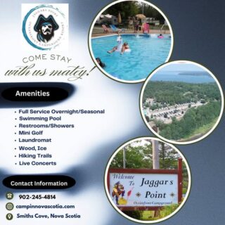 COANS Featured Campground: Jaggars Point Oceanfront Campground Resort

Oceanfront views, Bay of Fundy tides, and a little bit of adventure await at Jaggars Point Oceanfront Campground Resort  — where every stay comes with a front-row seat to nature’s show.

Enjoy:
✅ Full-service RV & tent sites with oceanfront options
🌊 2,500 feet of shoreline to explore, relax, and beachcomb
🏊 Pool area, recreation hall & family-friendly activities
🎶 Theme weekends, live events & a welcoming campground vibe

From watching the tides roll in to searching for sea glass along the beach, this is the kind of place where unforgettable memories are made.

🗓️ Open May – October
🌐 Book now: https://www.campinnovascotia.com/

🔗 Discover more coastal stays: campingnovascotia.com

Camp Local. Camp Nova Scotia.

#NovaScotiaCamping #COANS #CampLocalCampNovaScotia #JaggarsPoint #BayOfFundy #OceanfrontCamping #ExploreNovaScotia #CampingLife