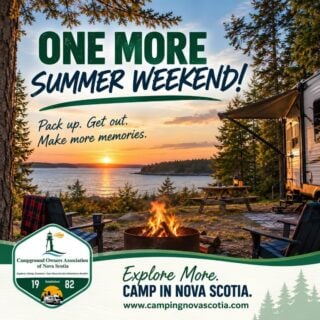 Summer isn't quite finished yet! 

There’s still time to pack up the RV, grab the tent, and enjoy one more summer weekend camping.  A campfire, some fresh air, maybe a walk on the beach…and hopefully a beautiful Nova Scotia sunset. 

COANS member campgrounds are still open and ready to welcome you. So why not make the most of the last weekend of summer? 

 Find a COANS member campground at www.CampingNovaScotia.com

🌲 Explore More. Camp Nova Scotia.
#CampingNovaScotia #COANS #NovaScotiaCamping #LastWeekendOfSummer #CampingLife #ExploreNS #CampInNovaScotia #ExploreMore